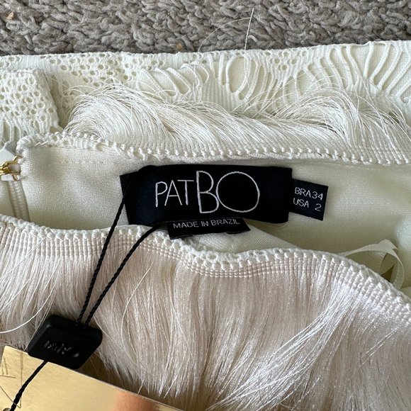 NWT PatBO White Crochet Strapless Fringe Trim Maxi Size 2 - Picture 7 of 8